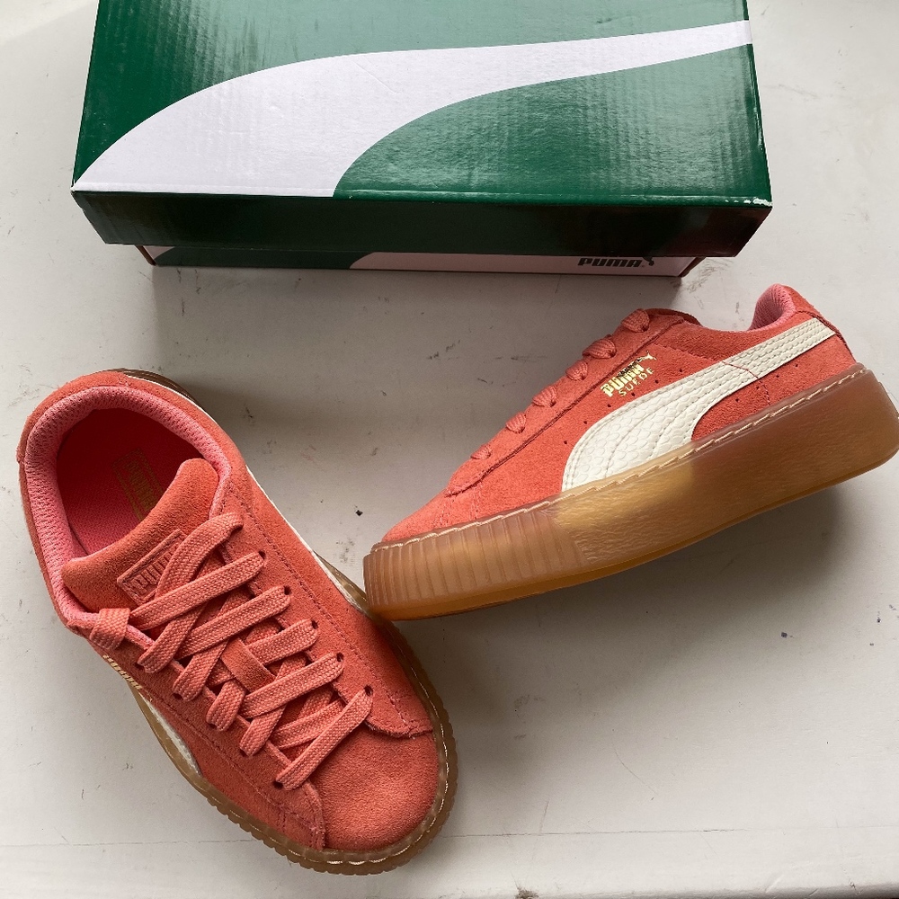 Puma girls coral sneakers size 12 new